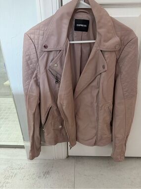 Pink Faux Leather Jacket